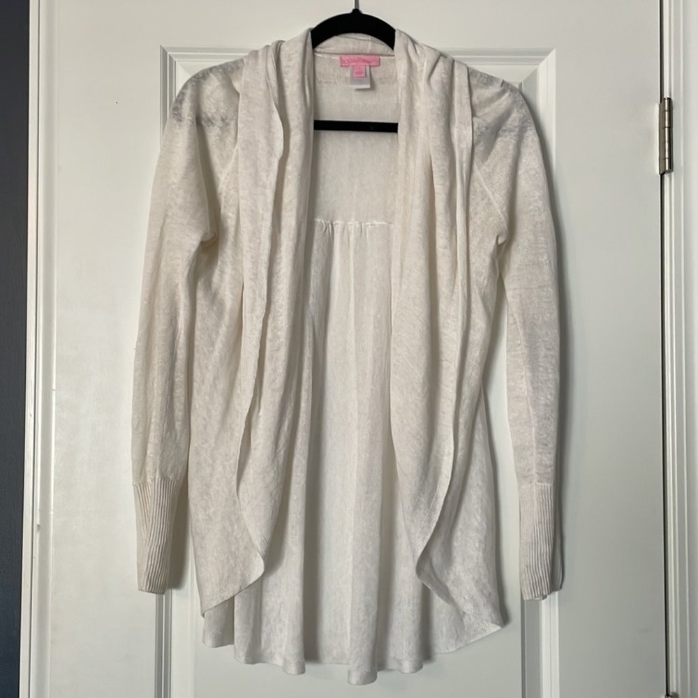 Lilly Pulitzer White Open Front Cardigan
